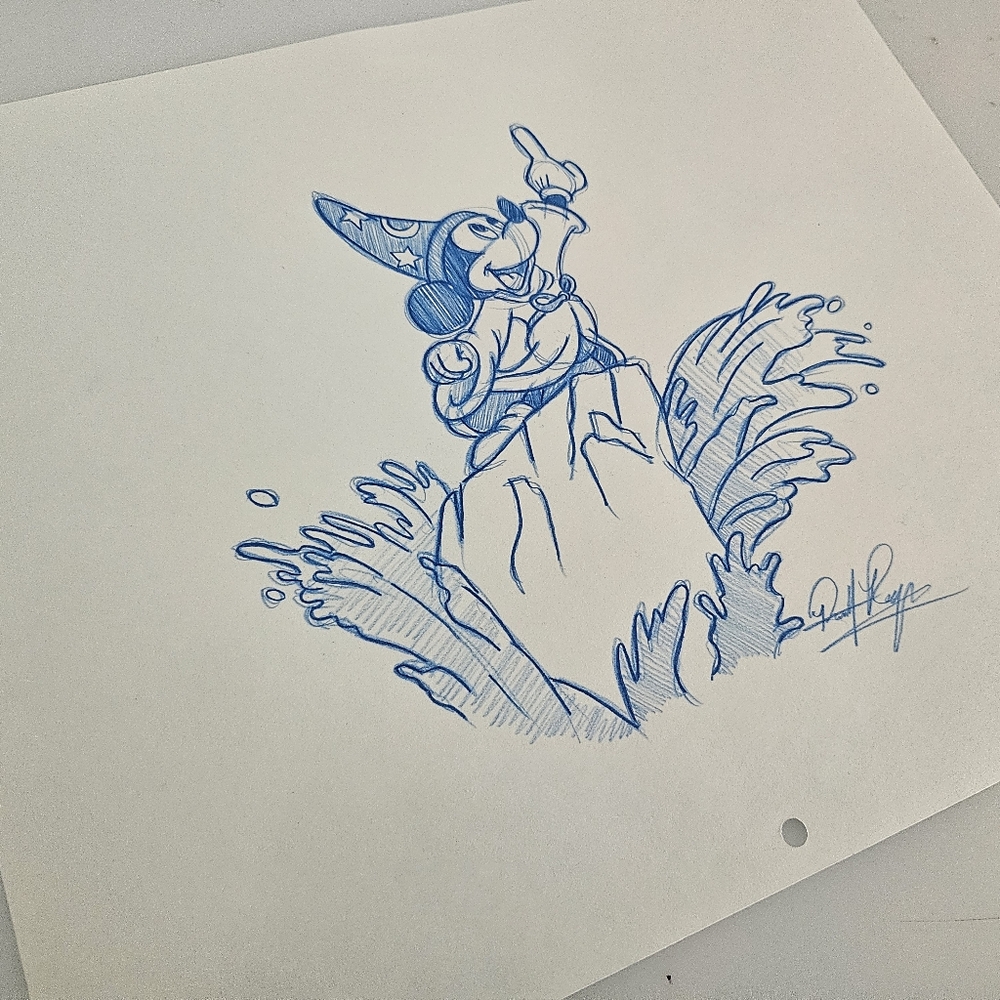 Disney Sorcerer Mickey Fantasia Fantasmic Drawing/Sketch Animation Art - Picture 4 of 6